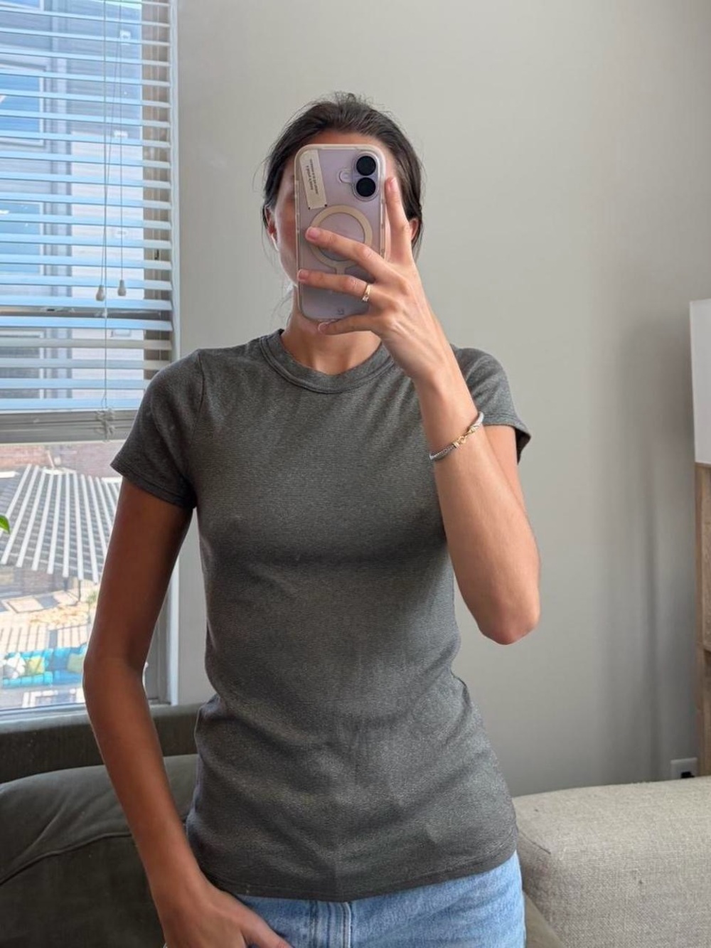 Michael stars metallic gray top
